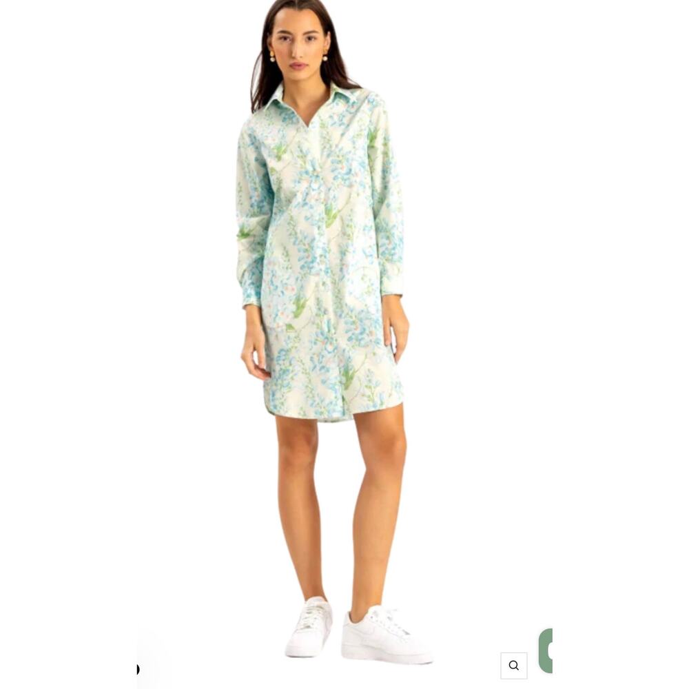 CASEY MARKS Amory Blue Wisteria Floral cotton Shirt Dress by Casey Marks S NWT